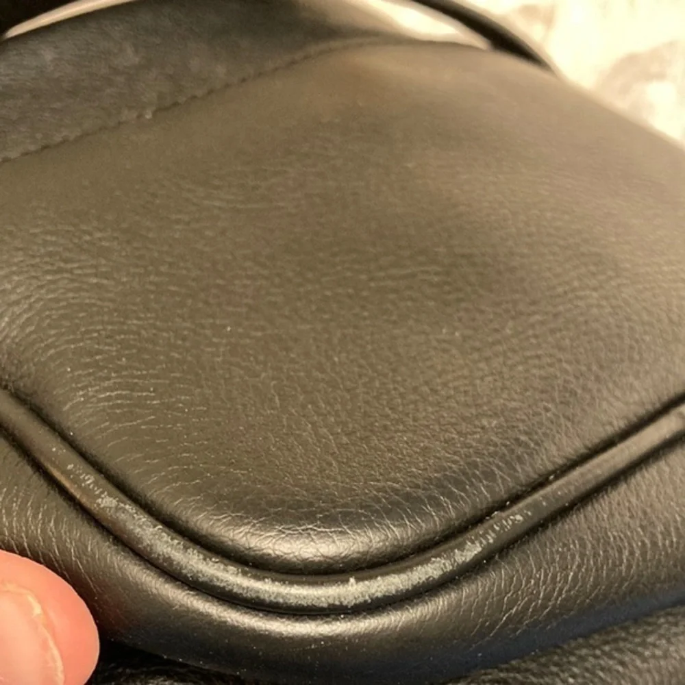 J Crew black leather signet crossbody bag lock key